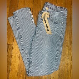 Funky Soul Blue Striped Skinny Jeans